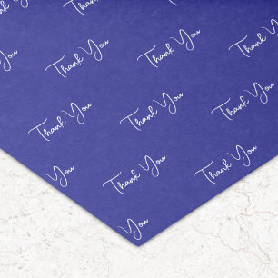 Custom Text Pattern Thank You Blue Tissue Paper