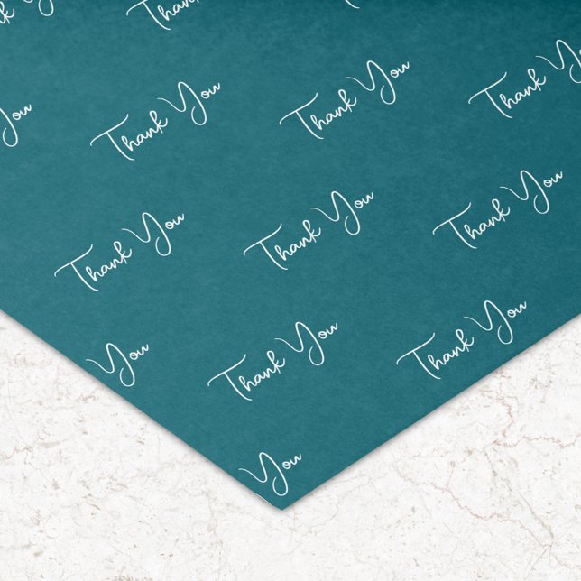 Custom Text Pattern Thank You Teal Tissue Paper (Creator Uploaded)
