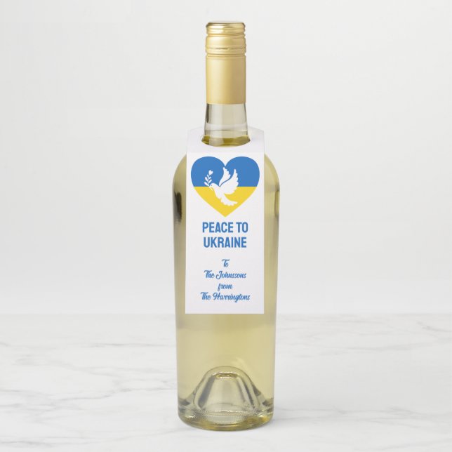 Custom Text Peace to Ukraine Bottle Hanger Tag (On Bottle)