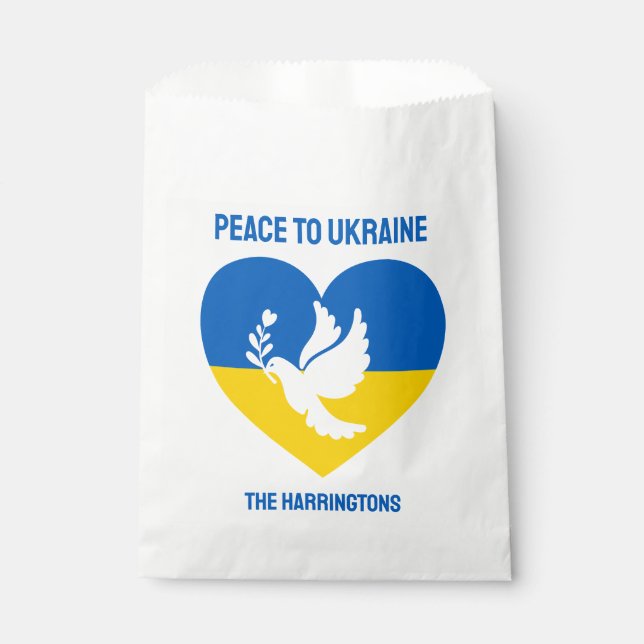 Custom Text Peace to Ukraine Favor Bag (Front)