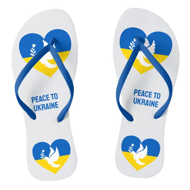 Custom Text Peace to Ukraine Flip Flops (Footbed)