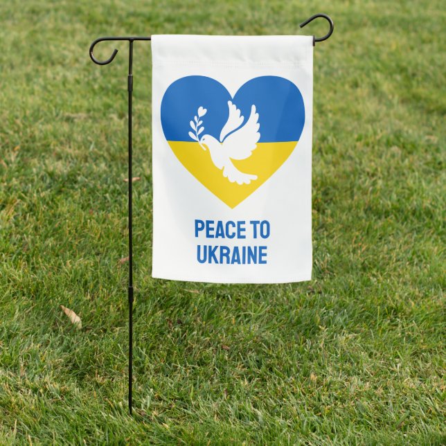 Custom Text Peace to Ukraine Garden Flag (In SItu)