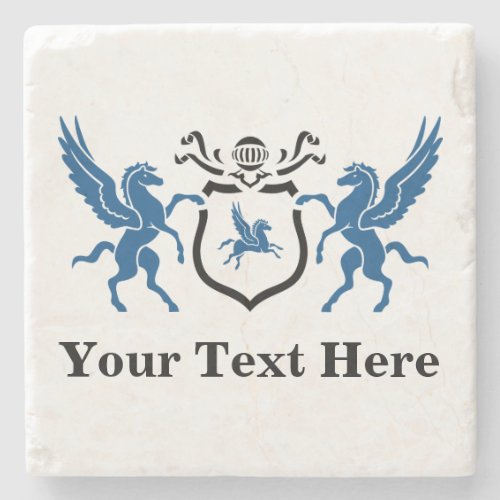 Custom Text Pegasus Blazon Stone Coaster