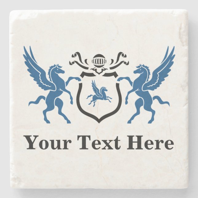 Custom Text Pegasus Blazon Stone Coaster (Front)