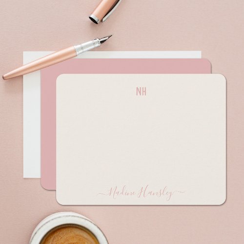 CUSTOM TEXT Personal Monogram Modern Script Note Card