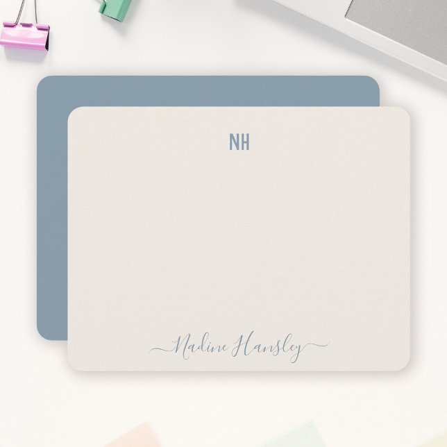 CUSTOM TEXT Personal Monogram Modern Script Note Card (Creator Uploaded)