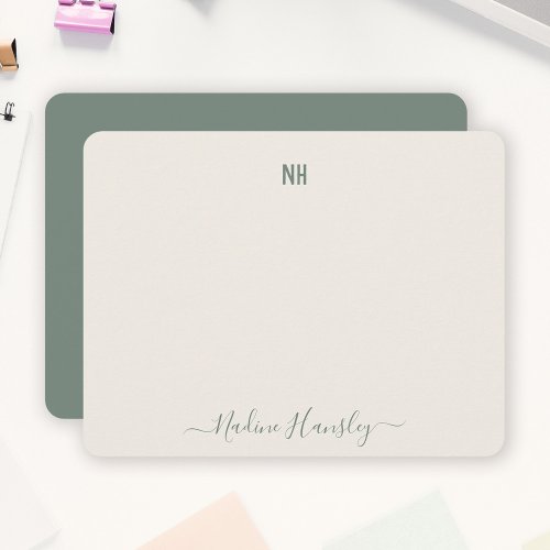 CUSTOM TEXT Personal Monogram Modern Script Note Card