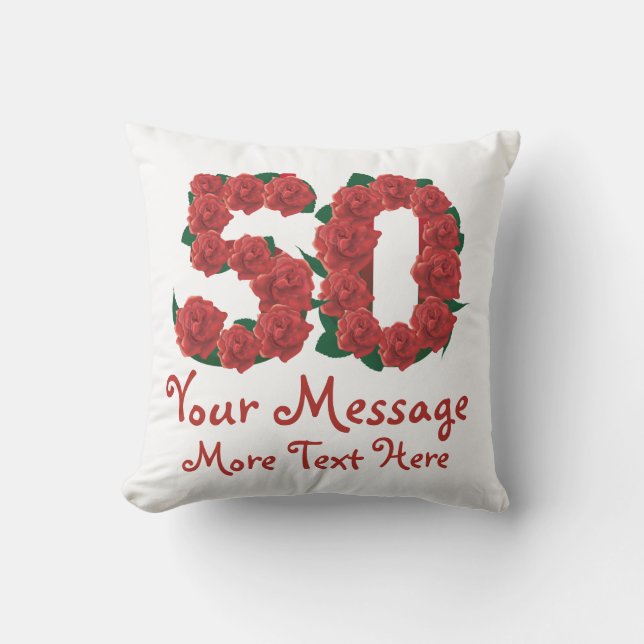 Custom text personalized 50th birthday 50 Pillow (Front)
