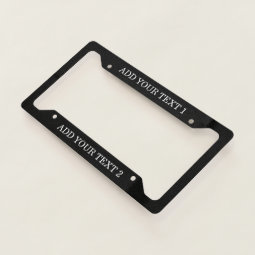 Custom Text Personalized Black License Plate Frame | Zazzle