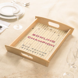 Custom Text Personalized Bowling Gift Serving Tray