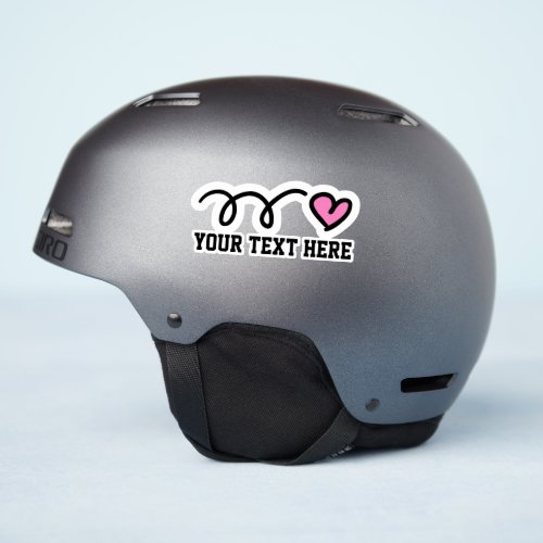 Custom text personalized cute pink heart vinyl sticker