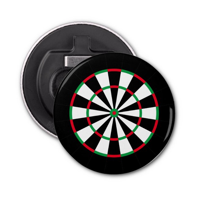 Custom Text Personalized Dart Board | Red & Green Bottle Opener (Front)