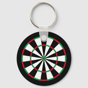 Custom Text Personalized Dart Board Red & Green Keychain