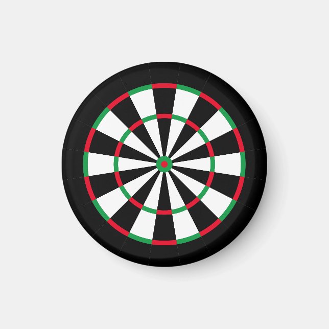 Custom Text Personalized Dart Board | Red & Green Magnet (Front)
