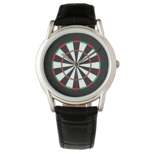 Custom Text Personalized Dart Board  Red  Green Watch