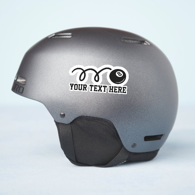Custom text personalized eightball sports vinyl sticker (Helmet Side)