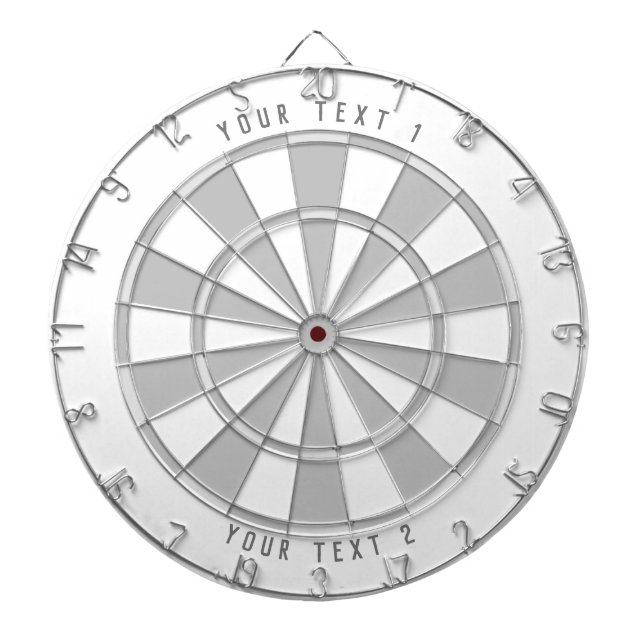Custom Text Personalized Grayscale White & Gray Dart Board (Front)