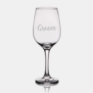 Custom Text Personalized Groom Etched Wine Glass