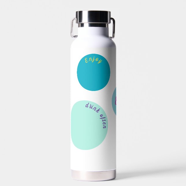Custom Text Personalized Monogram Circles Water Bottle (Front)