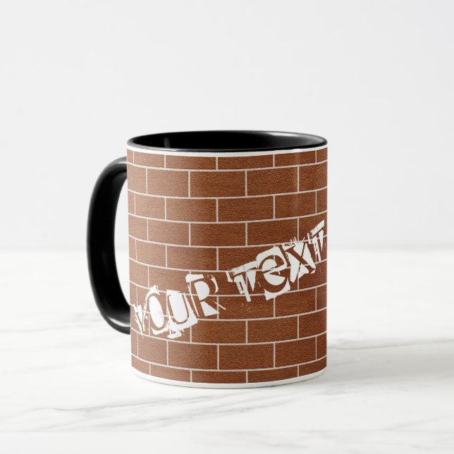 Custom Text Personalized Mug Brick Wall Brown (Front Left)