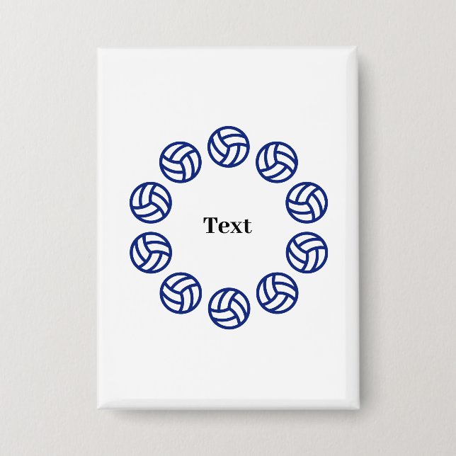 Custom Text Personalized Volleyball Button (Front)