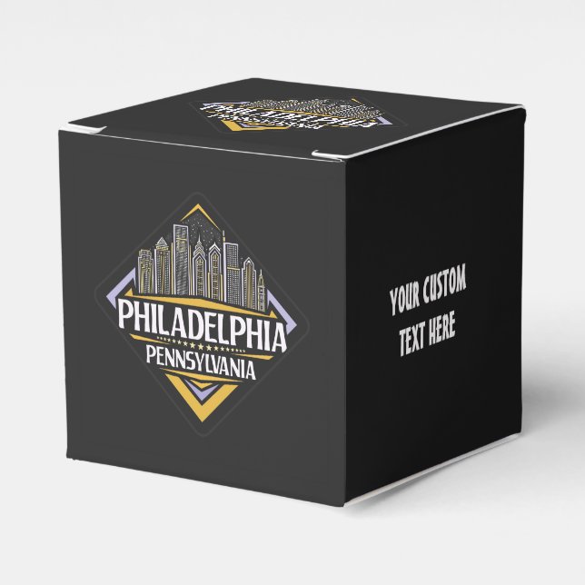 Custom Text Philadelphia Pennsylvania Favor Boxes (Front Side)