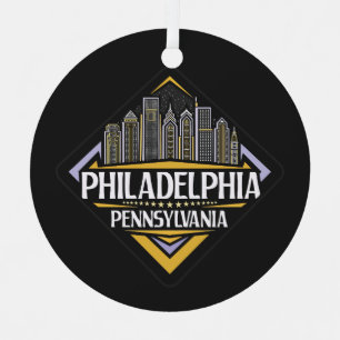 Custom Text Philadelphia Pennsylvania Metal Ornament
