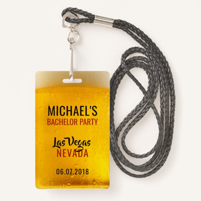 Custom Text & Photo BEER badges (Front with Lanyard)