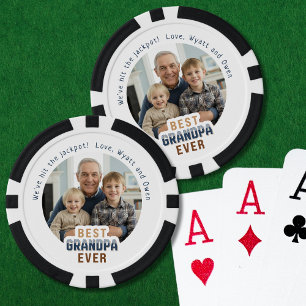 Custom Text Photo Best Grandpa Ever Poker Chips