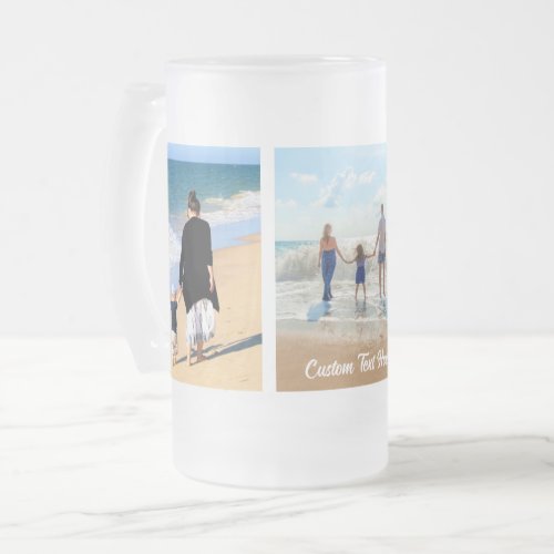 Custom Text Photo Collage Frosted Glass Beer Mug