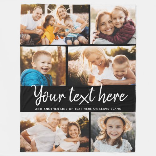 Custom Text Photo Collage Modern Family Keepsake Fleece Blanket