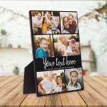 Custom Text Photo Collage Modern Family Keepsake Plaque<br><div class="desc">6 of your favorite photos with a trendy hand written script reading your custom message with your names or any other detailsbelow. Great keepsake gift for friends and family!</div>