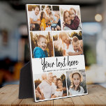 Custom Text Photo Collage Modern Family Keepsake Plaque<br><div class="desc">6 of your favorite photos with a trendy hand written script reading your custom message with your names or any other detailsbelow. Great keepsake gift for friends and family!</div>