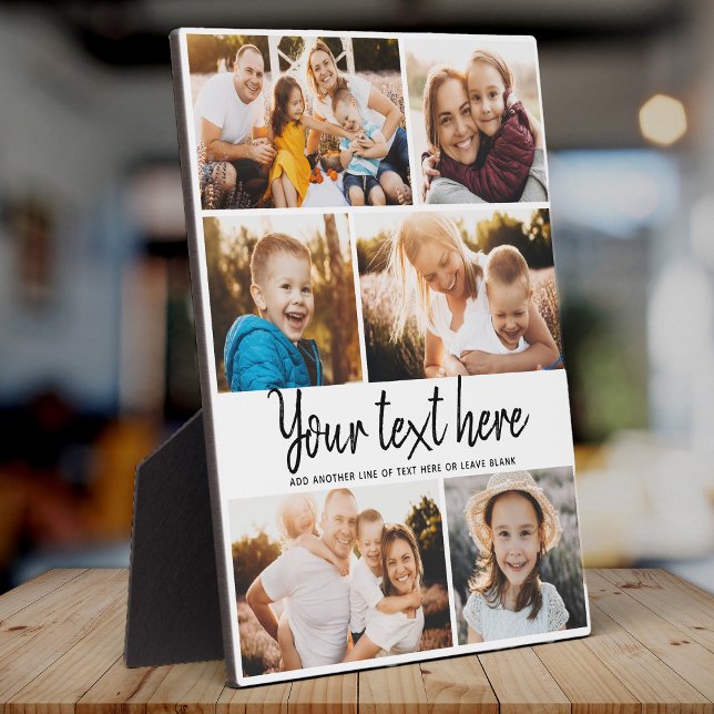 Custom Text Photo Collage Modern Family Keepsake Plaque (Creator Uploaded)