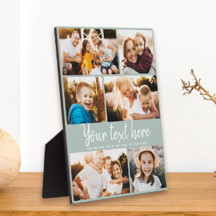 Custom Text Photo Collage Modern Green Keepsake Plaque