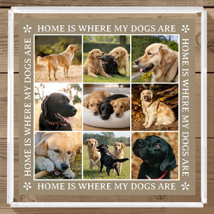 Custom Text Photo Collage Pet Dog Love Brown Acrylic Tray