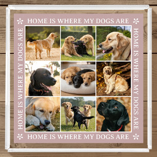 Custom Text Photo Collage Pet Dog Love Rose Pink Acrylic Tray