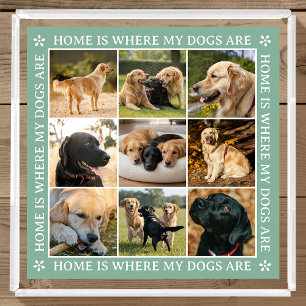 Custom Text Photo Collage Pet Dog Love Soft Green Acrylic Tray