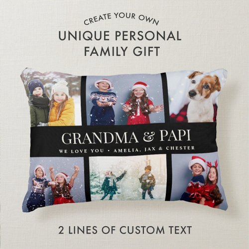 Custom Text Photo Collage Unique Family Keepsake Accent Pillow