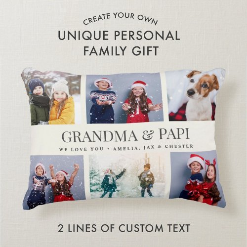 Custom Text Photo Collage Unique Family Keepsake  Accent Pillow