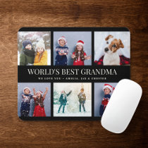 Custom Text Photo Collage WORLD'S BEST GRANDMA Mouse Pad