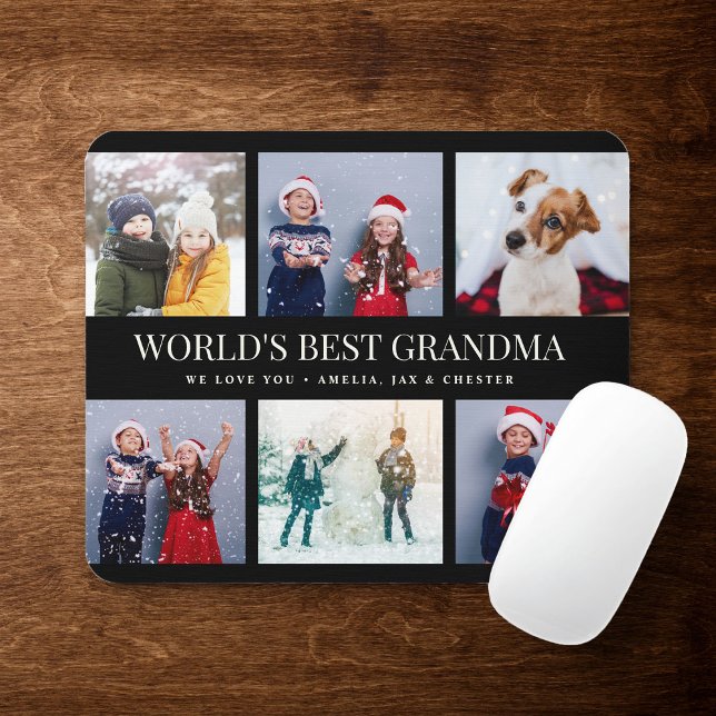 Custom Text Photo Collage WORLD'S BEST GRANDMA Mouse Pad (Creator Uploaded)
