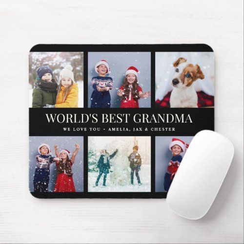 Custom Text Photo Collage WORLDS BEST GRANDMA Mouse Pad