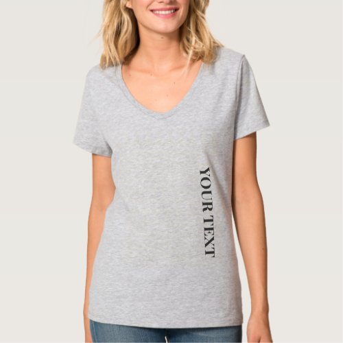 Custom Text Photo Logo Here Womens Modern V_Neck T_Shirt