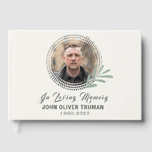 Custom Text Photo Memorial Funeral Leaves Guest Book