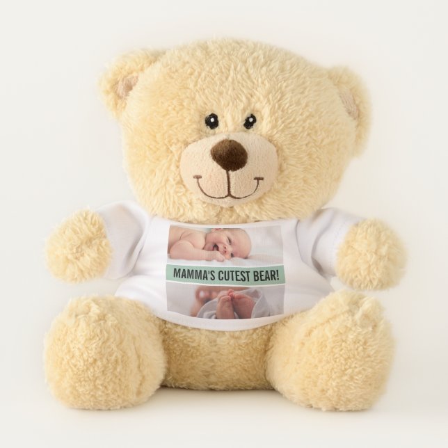 Custom Text & Photo Modern Mom & Dad Loves You  Teddy Bear (Front)