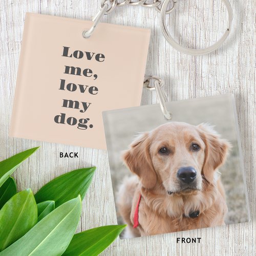 Custom Text  Photo Pet Dog Love Blush Pink Keychain