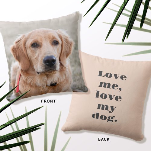 Custom Text  Photo Pet Dog Love Blush Pink Throw Pillow