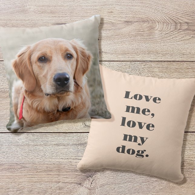 Custom Text & Photo Pet Dog Love Dusty Pink Throw Pillow (Creator Uploaded)