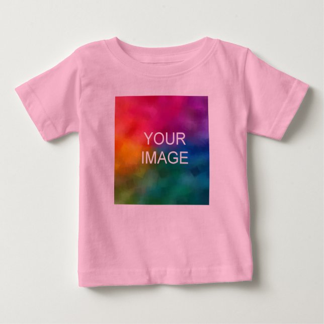 Custom Text Photo Pink Fine Jersey High Quality Baby T-Shirt (Front)